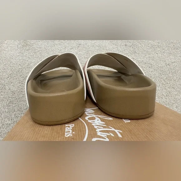 Christian Louboutin HOT CROSS BIZZ DONNA SLIDE SANDALS Ribbon/Napa 38.5 Zibeline - Picture 13 of 13